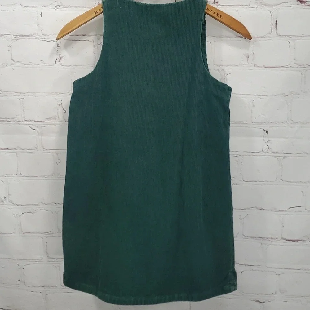 Ralph Lauren Green Corduroy Dress Overall Embroidered Bear Size 6x
